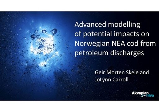 Ecosystem modelling as a tool to assess the impact of a major oil spill on an economically and ecologically important fish species in the Arctic: Geir Morten Skeie